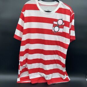 Where's Waldo Stripe Tee Red White Size 2X XXL 100%‎ Cotton